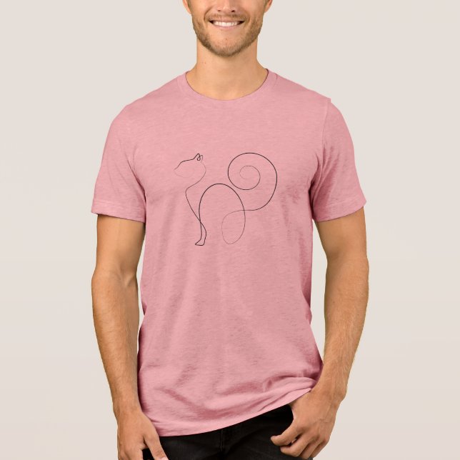 Camiseta Arte de Desenho de Gato em Uma Linha (Frente)
