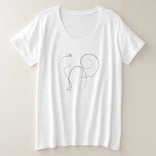 Camiseta Arte de Desenho de Gato em Uma Linha