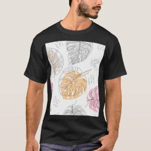 Camiseta Arte de Desenho de Linha Monstera Exótica