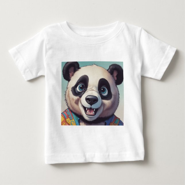Camiseta Arte de Desenho de Panda de Desenho Animado (Frente)