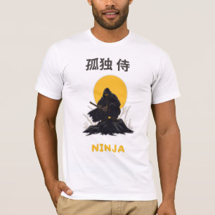 Camiseta Arte de Design de Samurai Ninja Solitário