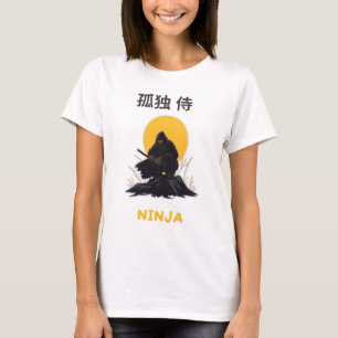 Camiseta Arte de Design de Samurai Ninja Solitário