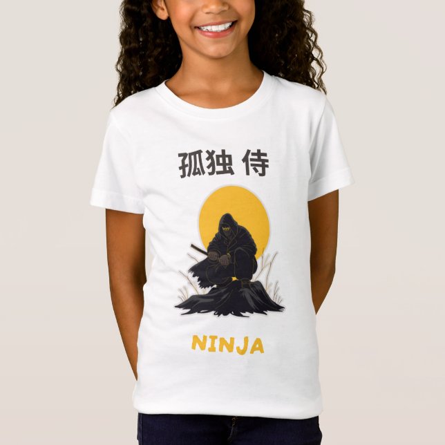 Camiseta Arte de Design de Samurai Ninja Solitário (Frente)