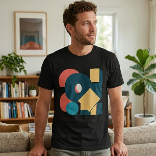 Camiseta Arte de Design Geométrico Abstrato Retro em Risogr