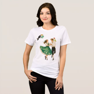 Camiseta Arte de Design Romântico de Dança Folclórica Vinta