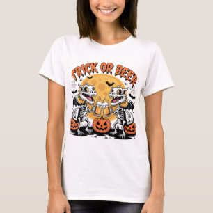 Camiseta Arte de Dragões de Esqueleto de Cerveja