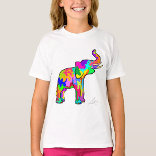 Camiseta Arte de Elefante Colorida