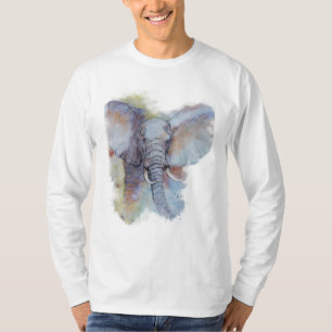 Camiseta Arte de Elefante Pintado com Tinta Acrílica