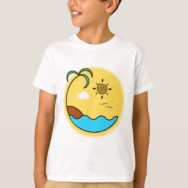 Camiseta Arte de Emblem de Praia Moderna (Frente)