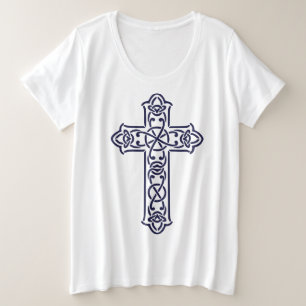Camiseta Arte de Entrelaçamento Gráfico da Cruz Celta