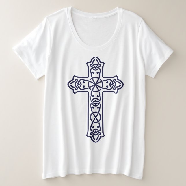 Camiseta Arte de Entrelaçamento Gráfico da Cruz Celta (Frente do Design)