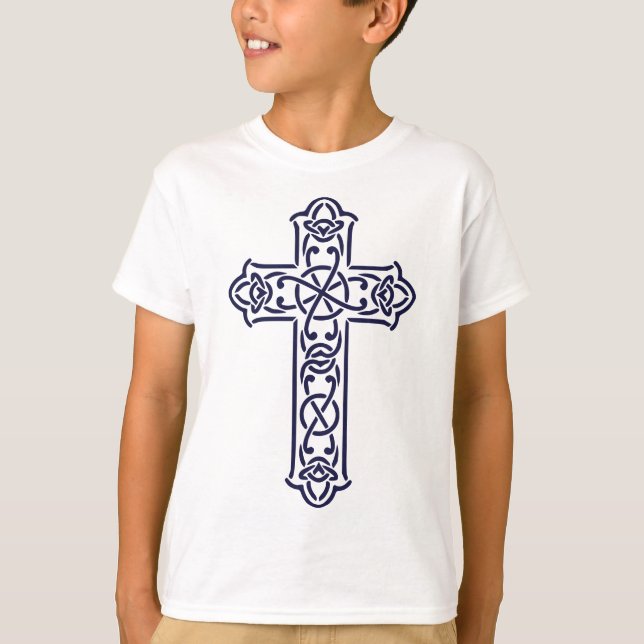 Camiseta Arte de Entrelaçamento Gráfico da Cruz Celta (Frente)