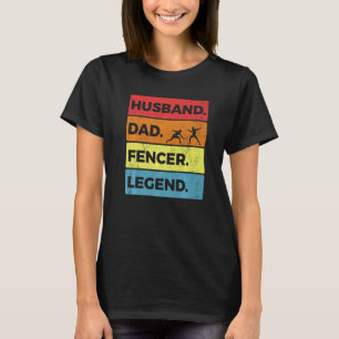 Camiseta Arte de Esgrima Vintage Marido Pai Fencer Legenda