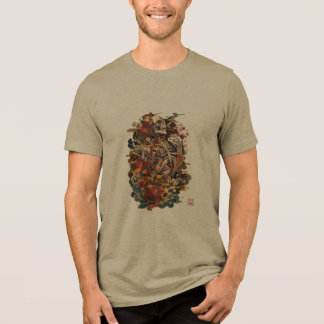 Camiseta Arte de Esqueleto Japonês | Caveira Floral Gótica