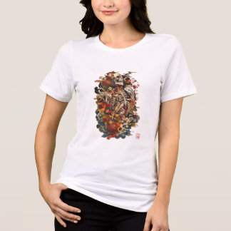 Camiseta Arte de Esqueleto Japonês | Caveira Floral Gótica