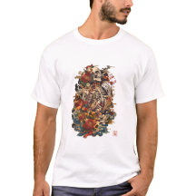 Arte de Esqueleto Japonês | Caveira Floral Gótica