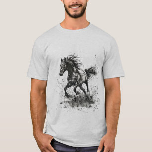Camiseta Arte de Estêncil de Cavalo a Galope