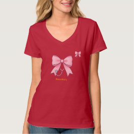 Camiseta Arte de Estetoscópio com Laço Rosa