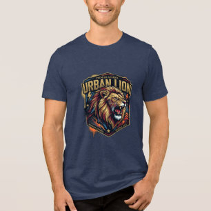 Camiseta Arte de Estilo de Rua com Emblema de Leão Vintage
