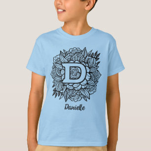 Camiseta Arte de Estilo de Tatuagem de Letra D Monograma Pr
