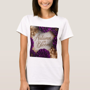 Camiseta Arte de Estilo de Vida do Autumn Floral Roxo