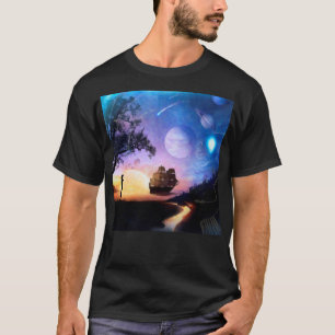 Camiseta Arte de Exploração Espacial Nave Espacial Voyager