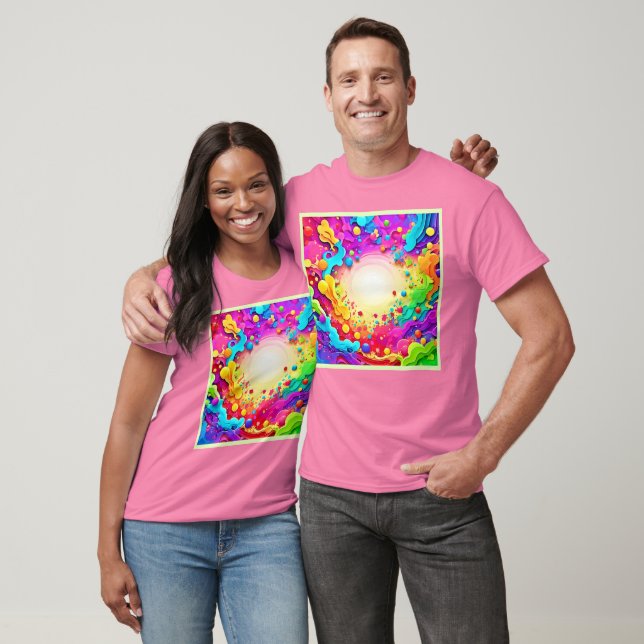 Camiseta Arte de explosão vívida de cor Abstrato (Unissex)
