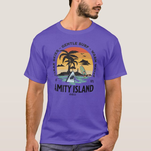 Camiseta Arte de fã de Jaws Ilha Amity férias (Frente)