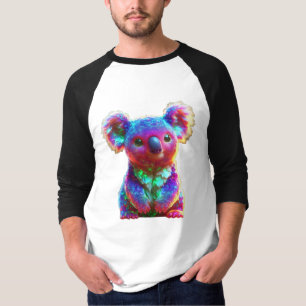 Camiseta Arte de Fantasia de Coala Arco-íris