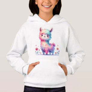 Camiseta Arte de Fantasia de Lhama Arco-íris Fofa
