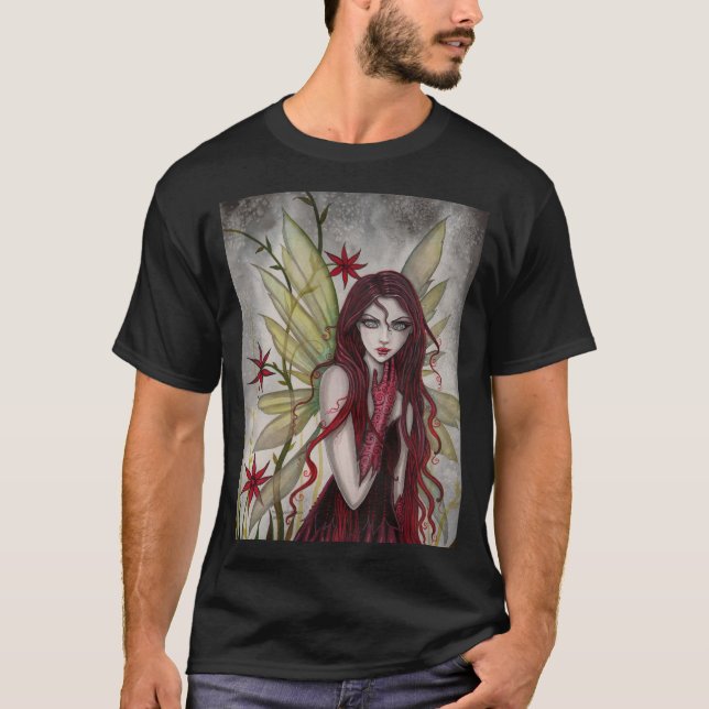 Camiseta Arte de Fantasia Gótica da Fada Escarlate (Frente)