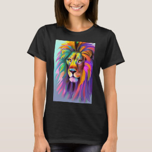 Camiseta Arte de Fantasia Mística com abstrato Lion