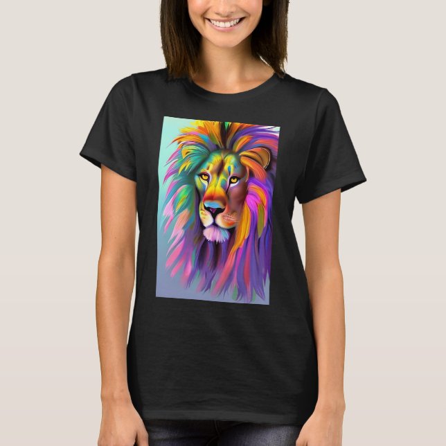 Camiseta Arte de Fantasia Mística com abstrato Lion (Frente)