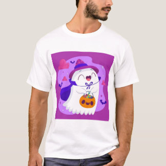 Camiseta Arte de Fantasma de Bruxas de Halloween Adorável