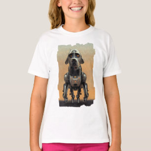 Camiseta Arte de Ficção Científica Retrato de um cão-robô