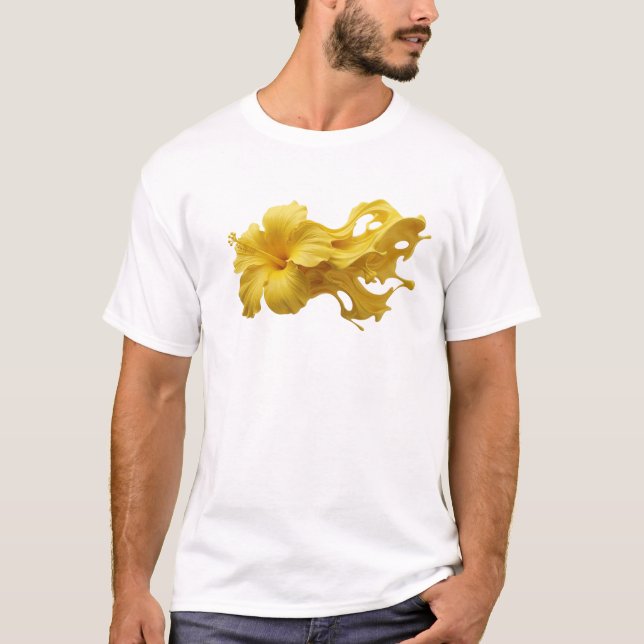 Camiseta Arte de Flor Abstrata Divertida e Funky Expressão  (Frente)