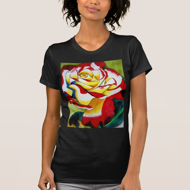 Camiseta Arte de flor de aquarela original Tea Rose (Frente)