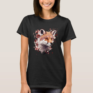 Camiseta Arte de Flor de Cerejeira Japonesa de Raposa Fofa