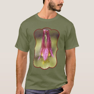 Camiseta Arte de Flor de Columbine Vermelha Única