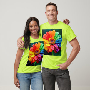 Camiseta Arte de Flor Pétala Arco-íris