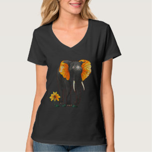 Camiseta Arte de Flores de Elefante - Arte Africana Elefant