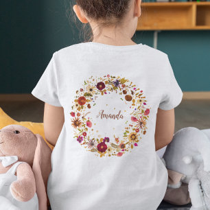 Camiseta Arte de Flores Prensadas em Círculo Florido Femini