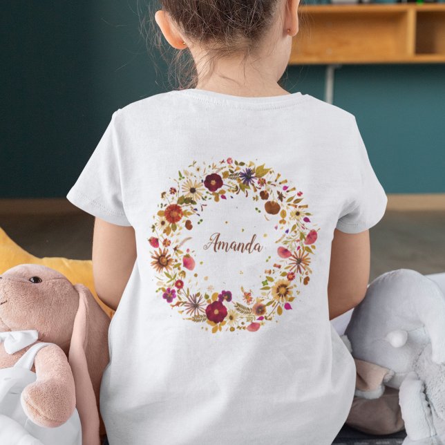 Camiseta Arte de Flores Prensadas em Círculo Florido Femini (Criador carregado)