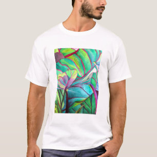 Camiseta Arte de folhagem tropical Blue Hawaii