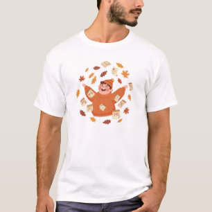 Camiseta Arte de Folhas de Outono Design Divertido de Out