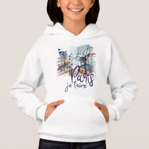 Camiseta Arte de France da caligrafia da aguarela do t'aime