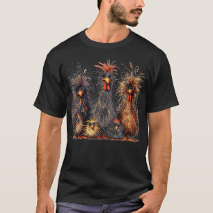 Camiseta Arte de Frango Engraçado Colorida