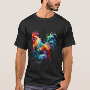 Camiseta Arte de Frango Gráfico Mulheres Fazendeira de Fran