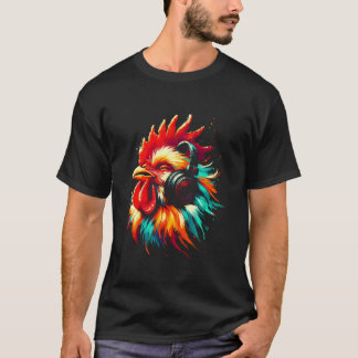 Camiseta Arte de Frango Legal para Amantes de Música Natal 