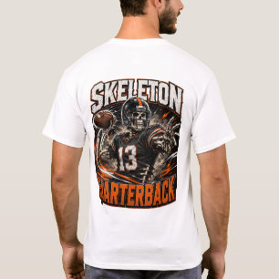 Camiseta Arte de Futebol de Halloween com Zumbi Quarterback